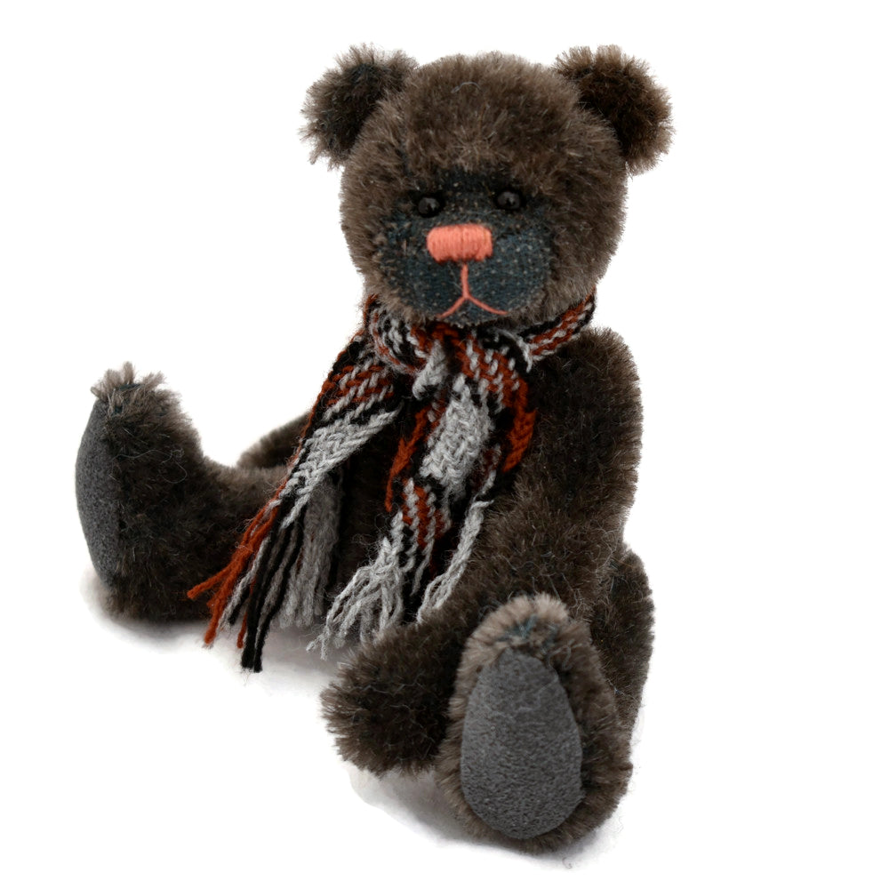 Mini handmade teddy bear in grey mohair