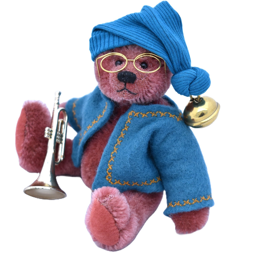 OOAK miniature teddy bear with trumpet
