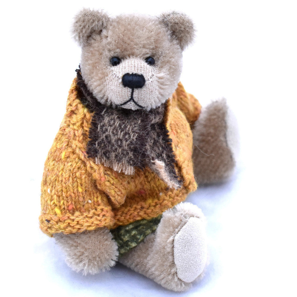 Beige miniature artist teddy bear by Bearitz