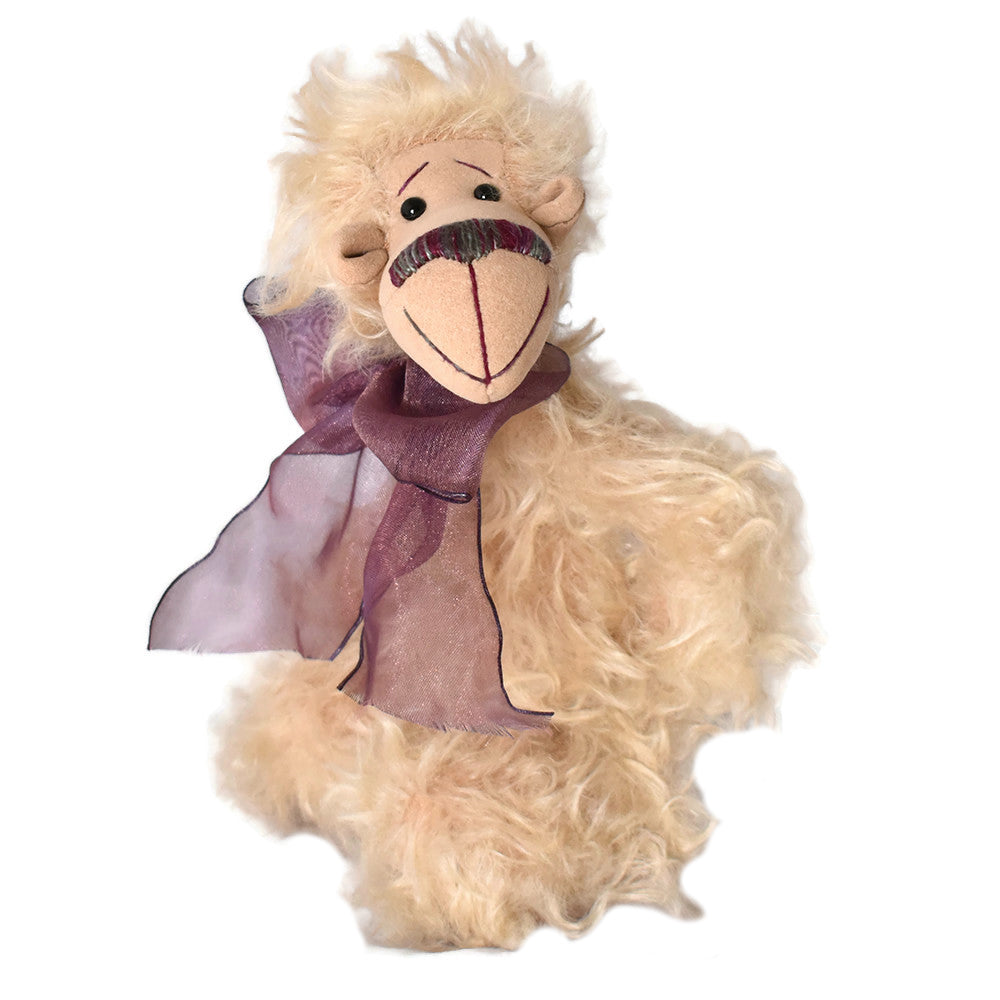 Handmade mohair teddy bear in peach mohair fully jointed