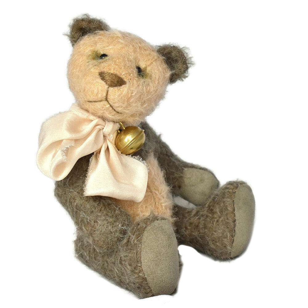 Panda collectable in green and peach mohair