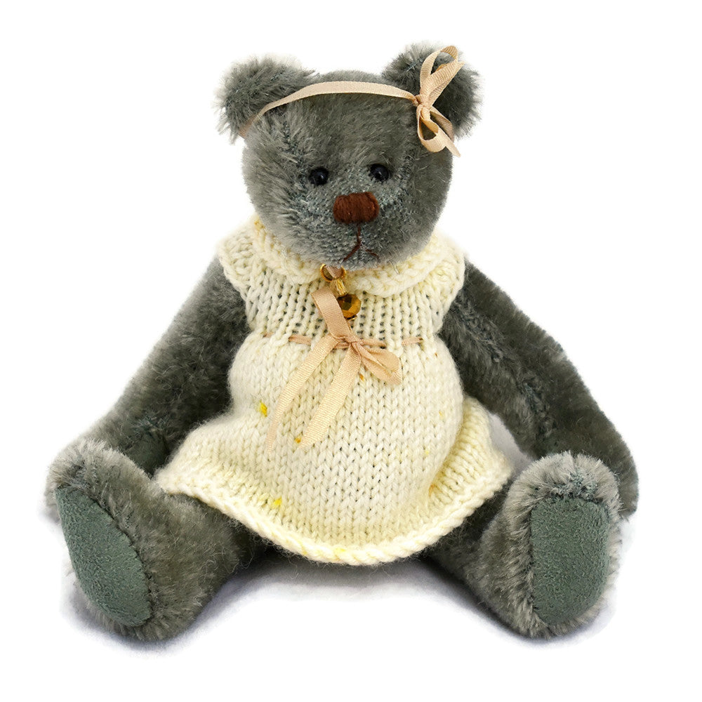 One of a kind pale green miniature teddy bear