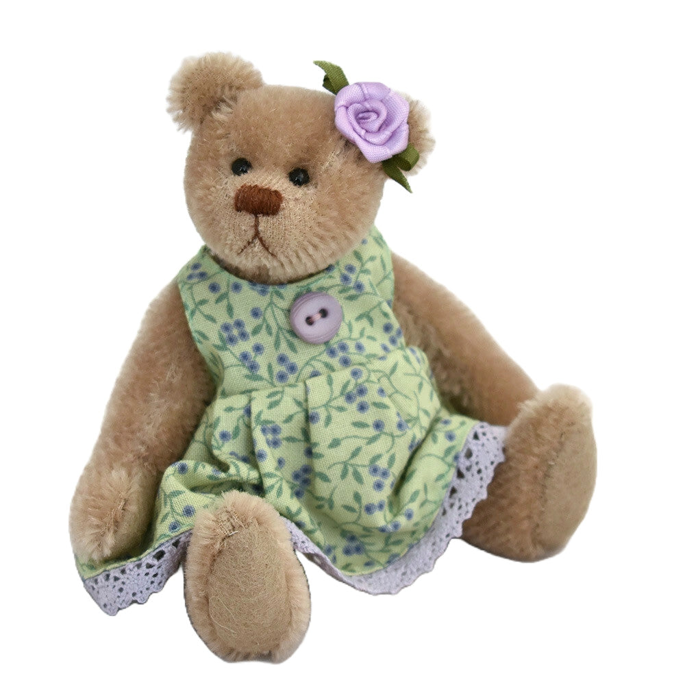 Beige mohair miniature teddy bear ooak