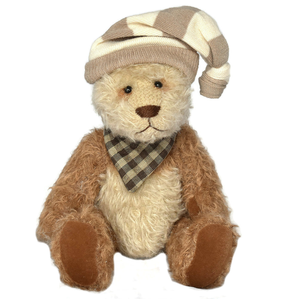 Panda teddy bear in cream and brown mohair