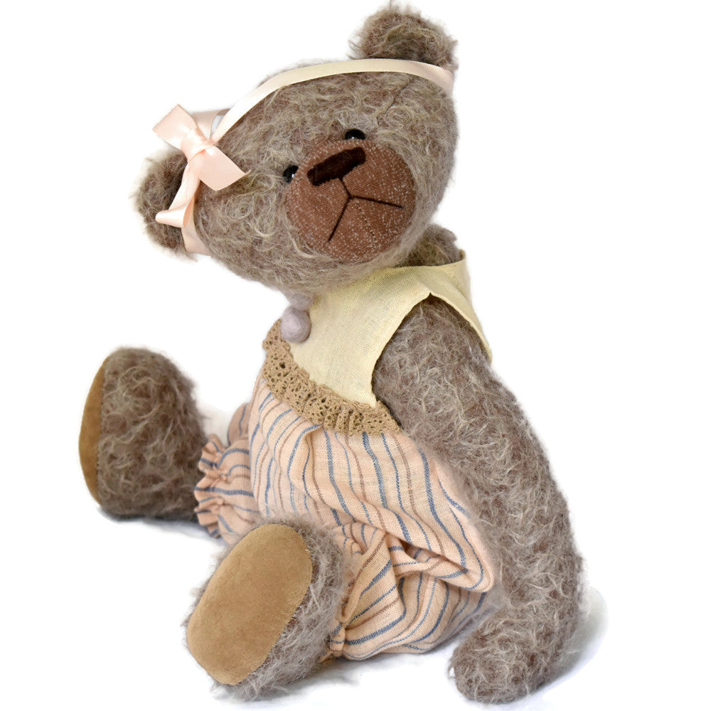 One of a kind brey/brown mohair artist teddy bear
