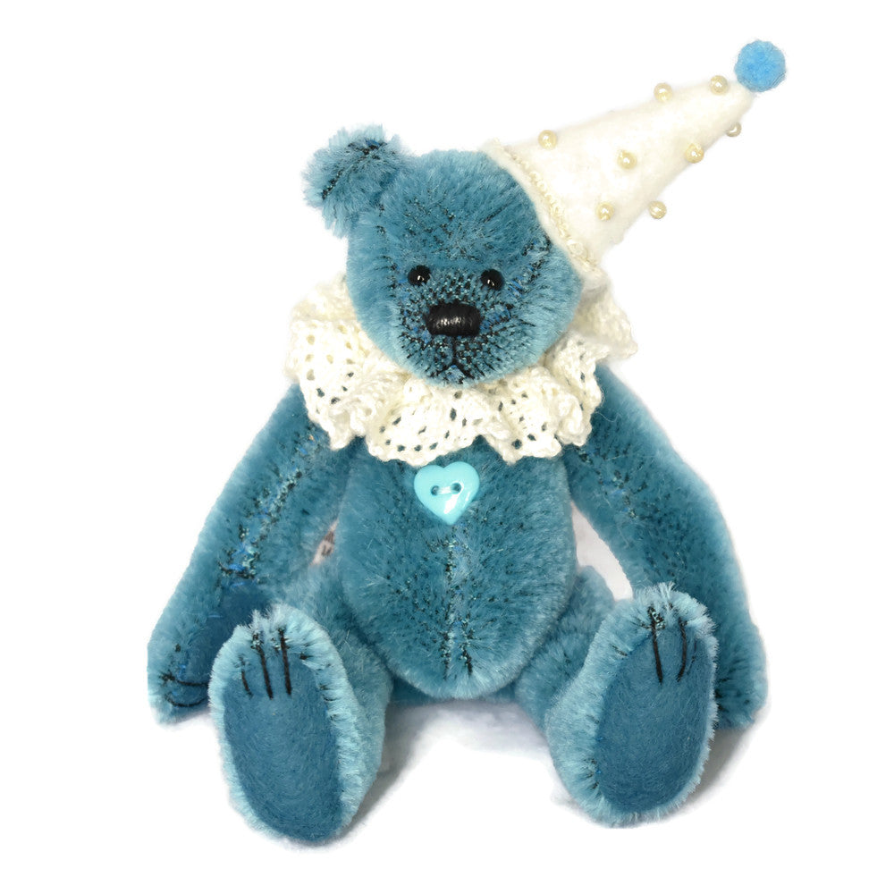 Blue miniature clown teddy bear