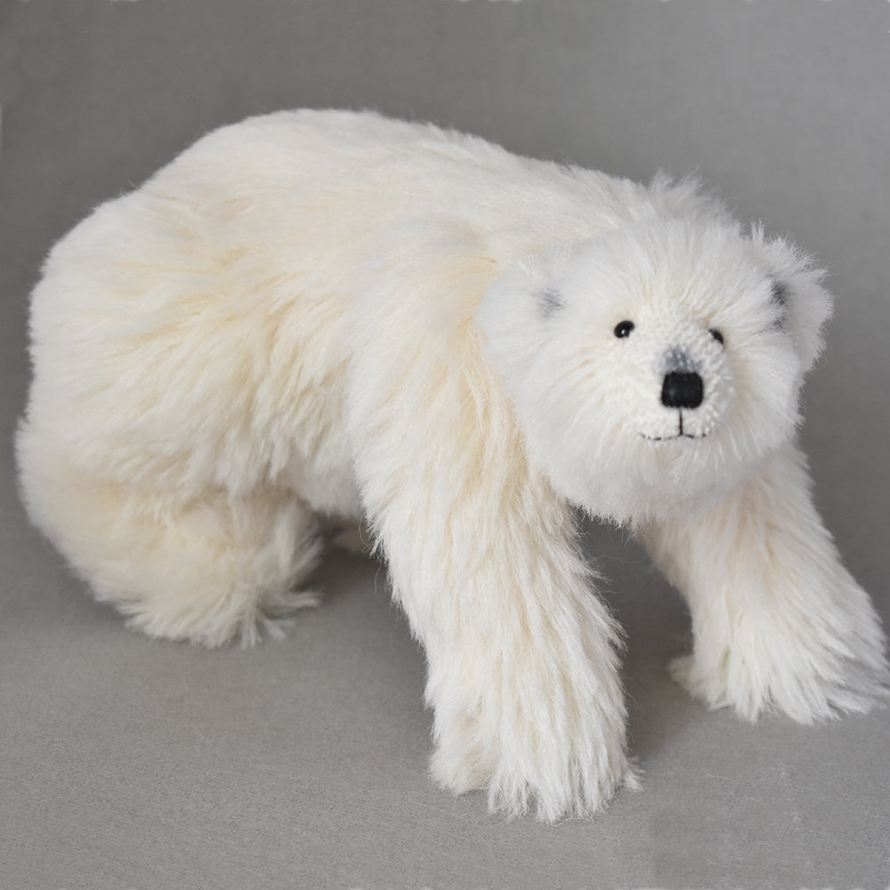 Plush polar bear fully jointed with double neck joint