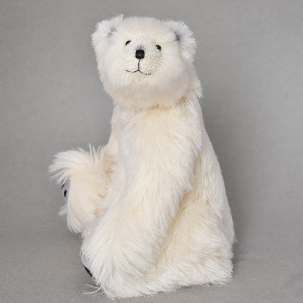 Sitting upright polar bear in ivory Alpaca handmade