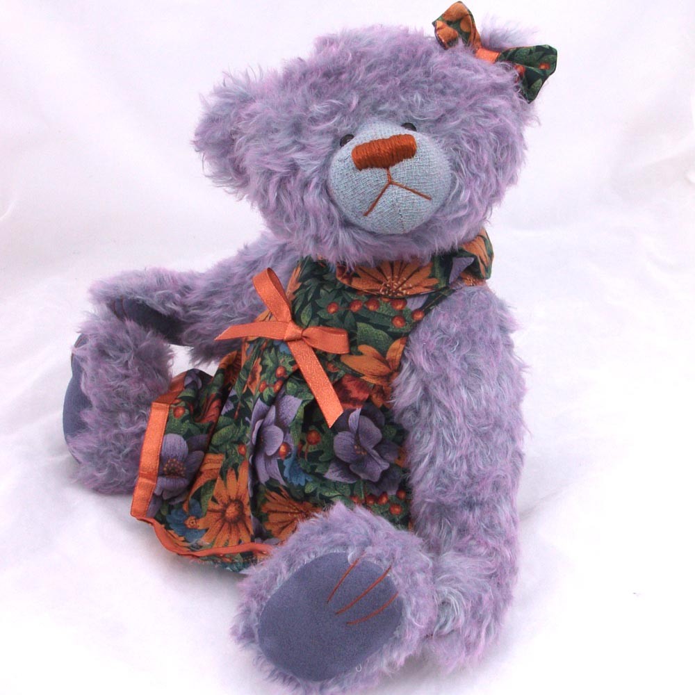 Purple mohair teddy bear