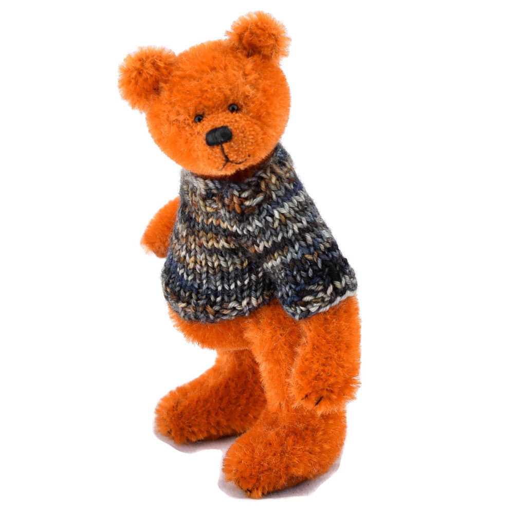 Handmade pumpkin miniature teddy bear standing