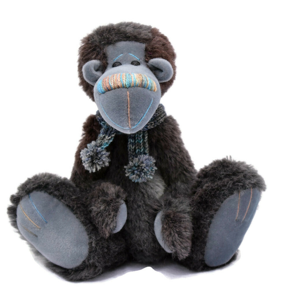 Black and grey alpaca bear sitting