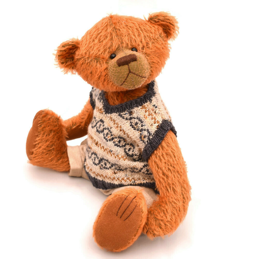 Rust sparse classic jointed teddy bear
