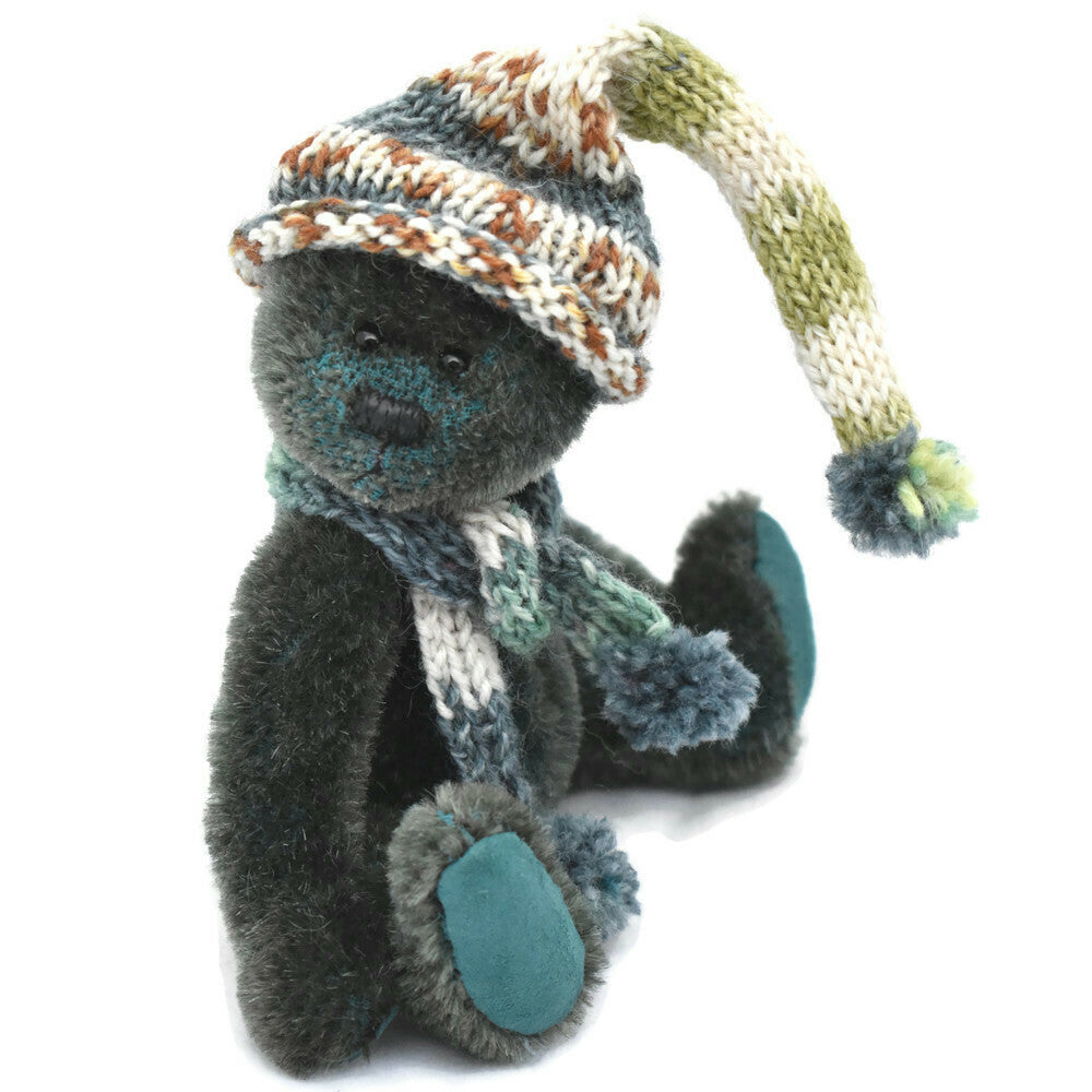 Steiff Schulte dark green mohair bear sitting