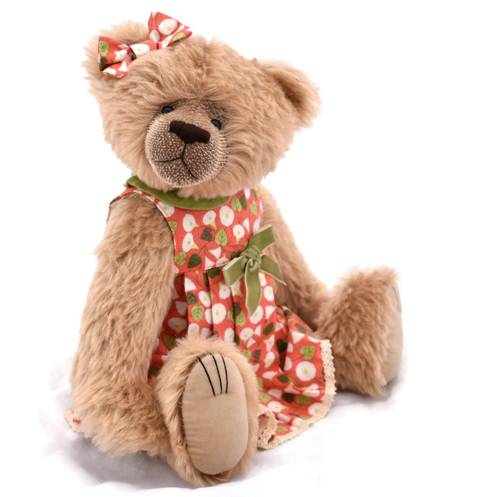 Beige brown mohair collectable teddy bear