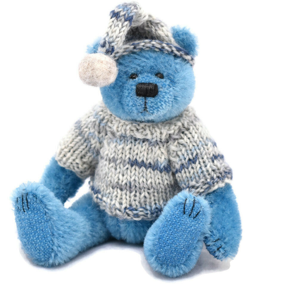Steiff Schulte blue miniature teddy bear seated
