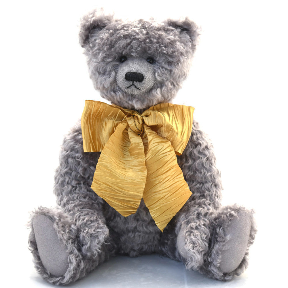 Classic handmade grey mohair teddy bear