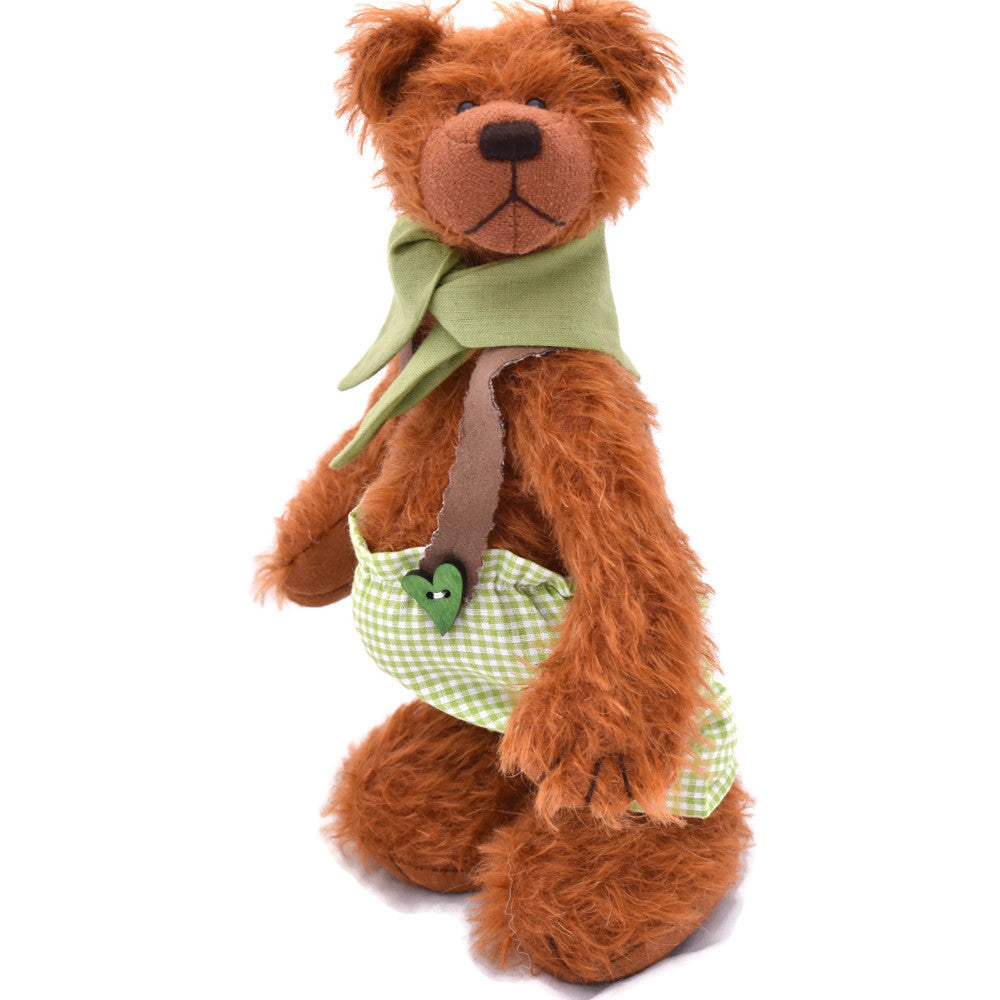 Ginger mohair teddy bear standing