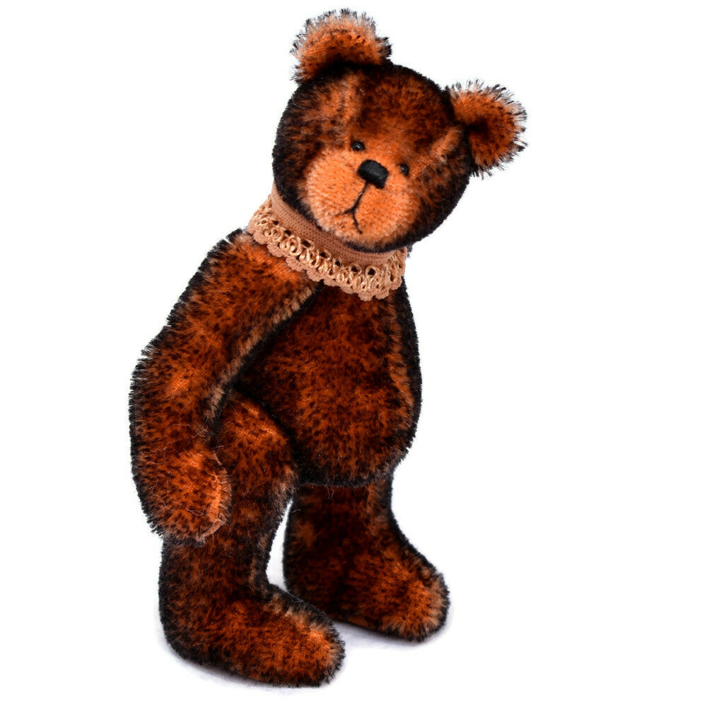 Miniature handmade teddy bear in tipped mohair